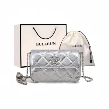 Bullrun Cow Leather Crossbody Bag Women's Silver
