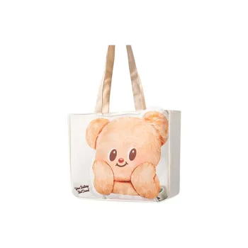 Deli Butter Bear Collaboration Canvas Bag, Tote Bag, Shopping Bag, Handbag Tubas Women's White