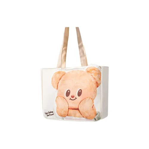 Deli Butter Bear Collaboration Canvas Bag, Tote Bag, Shopping Bag, Handbag Tubas Women's White