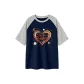 Navy Blue & White Heather Gray