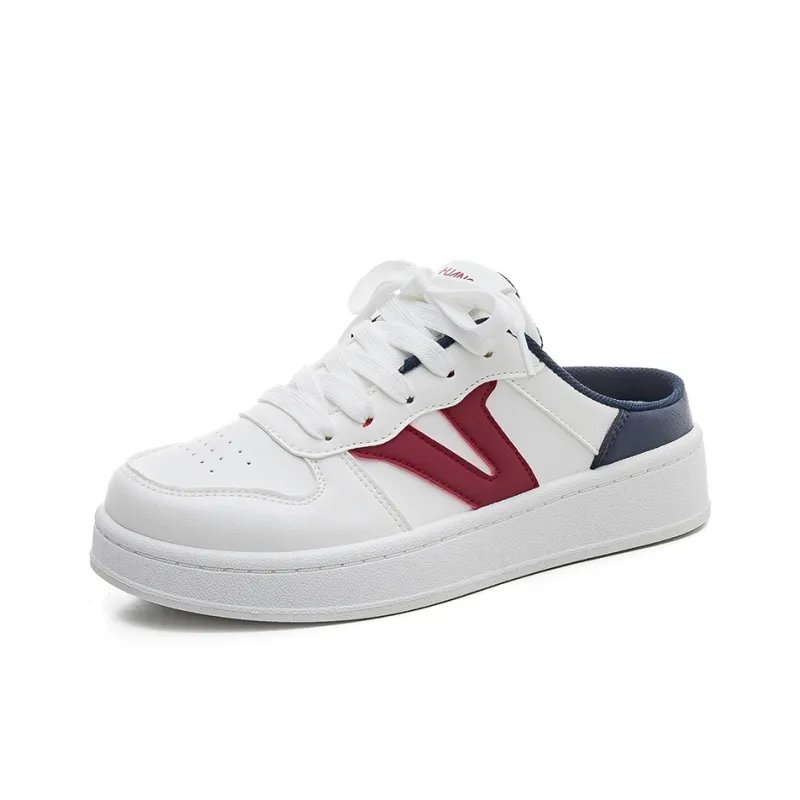 HUANQIU Rubber Sole Abrasion Resistant Slip Resistant Closed Toe Slippers Women's White Blue Red-1