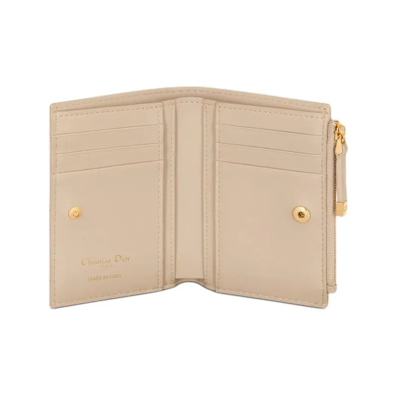 DIOR Caro Cow Leather Wallet Women's Pink Beige-3