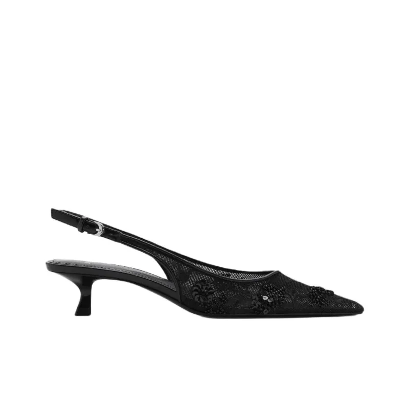 MANGO Party Slim Heel High Heels 5cm Women's Black-1