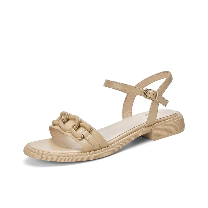 XICUNMINGWU One Strap Sandals Women's Apricot-1