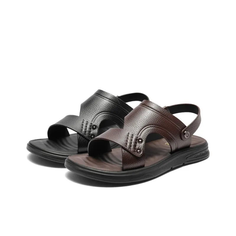 BELLE Beach Sandals Men Brown, Black-2