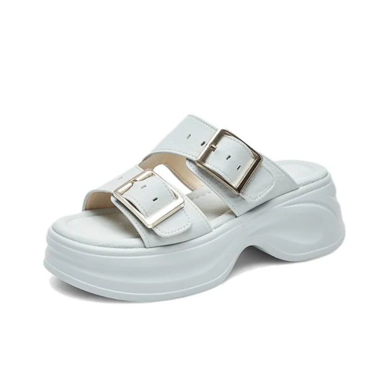 AGSDON Slide Slippers Women's Beige/Blue-8