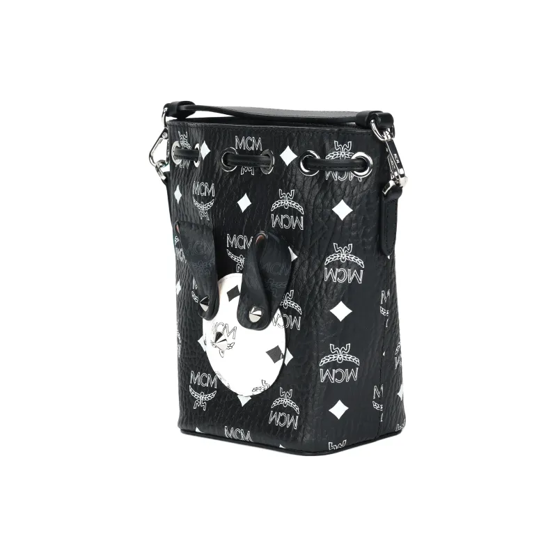 MCM Visetos Leather Bucket Bag, Handbag, Shoulder Bag Extra Mini Women's Black-1