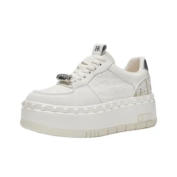 HR Height Increasing Low Top Skateboard Shoes Women's Beige