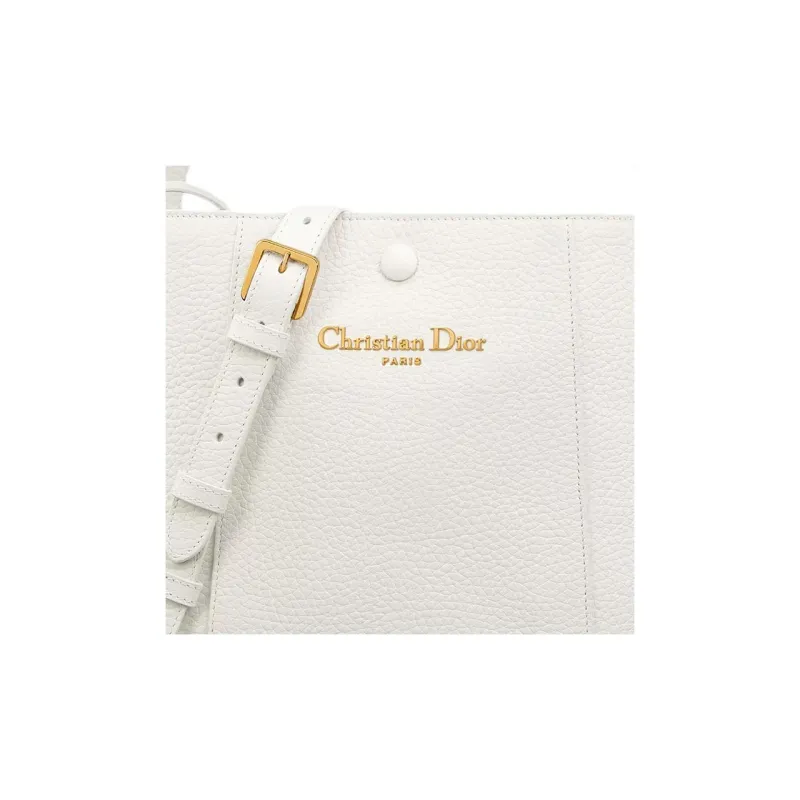 DIOR Calfskin Bucket Bag, Shoulder Bag, Crossbody Bag, Handbag Medium Size Women's White-5