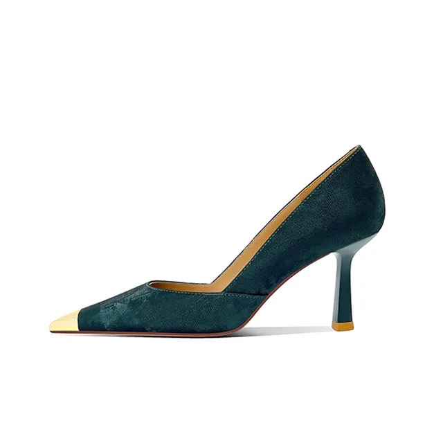Lan Miao Slim Heel High Heels Women's Green-1