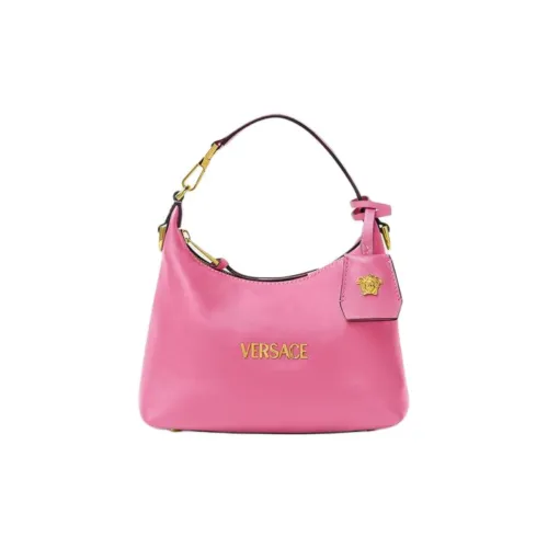 VERSACE Lambskin Hobo Bag, One Shoulder Handbag Women's Pink