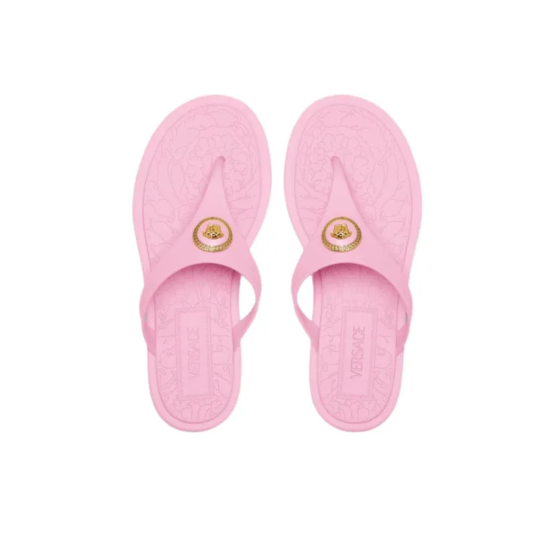 VERSACE Rubber Sole Massage Flip Flops Women's Pink-3