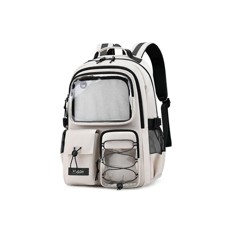 EDISON Nylon Backpack Unisex Black/Ecru-6