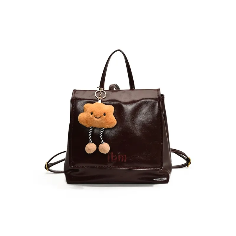 Yalu PU Backpack Women's Coffee/Black/Angora Red-5