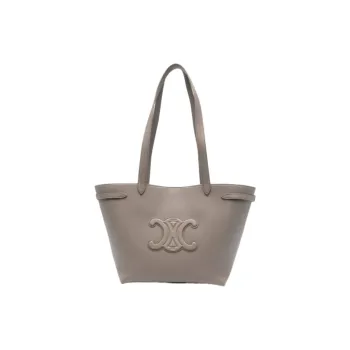 CELINE Logo Tote Bag, Shopping Bag, Handbag, Shoulder Bag Small Size Women's Ivory Gray