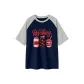 Navy Blue & White Heather Gray