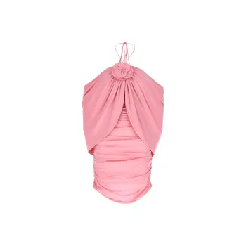 Magda Butrym Ruched Flower Appliqué Wrapped Dress