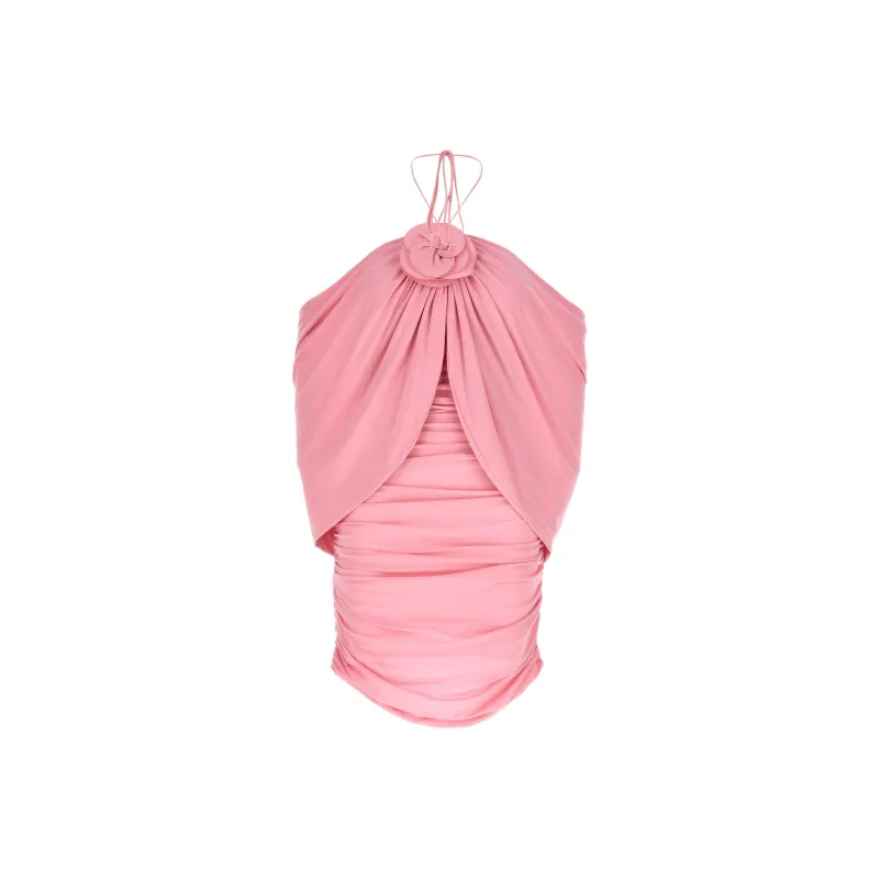 Magda Butrym Ruched Flower Appliqué Wrapped Dress-0
