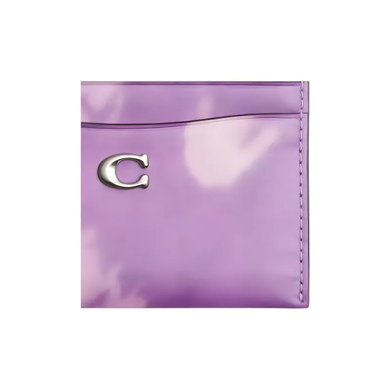 COACH Card Case Smooth Leather Card Holder Mini Women's Purple-1