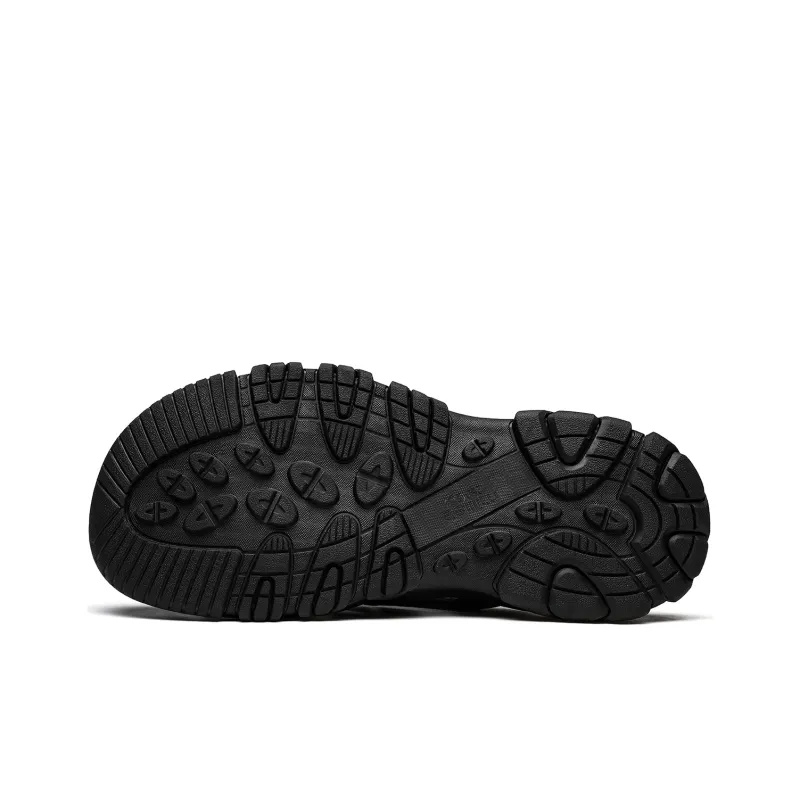MILLIE'S Stitching Cut Out Abrasion Resistant Closed Toe Slippers Men's Black Gray-5