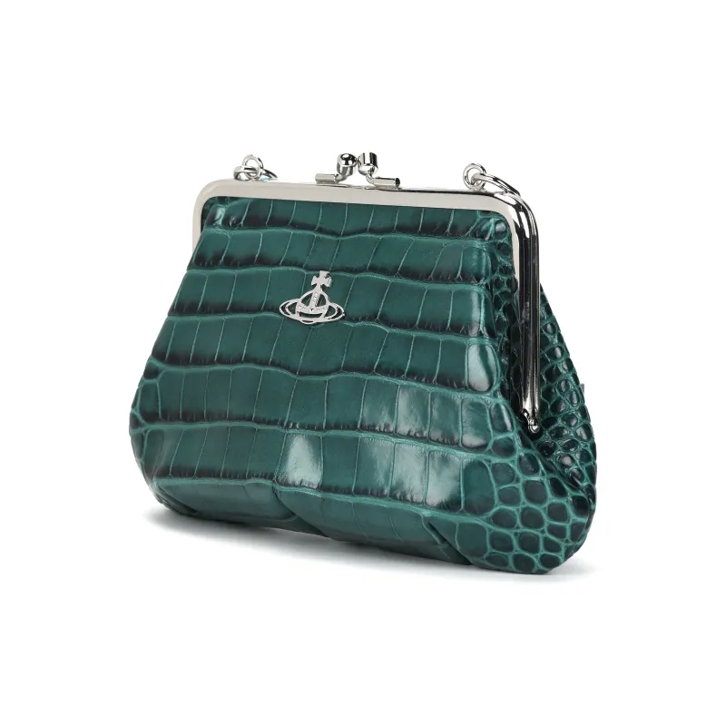 Vivienne Westwood Granny Frame Calfskin Dumpling Bag Portable Shoulder Bag Crossbody Bag Wallet Women's Green-1