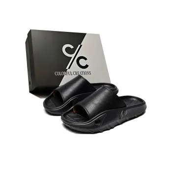 Colorful Creations Leather Patchwork Quiet, Slip Resistant, Quick Dry Slide Slippers Men's