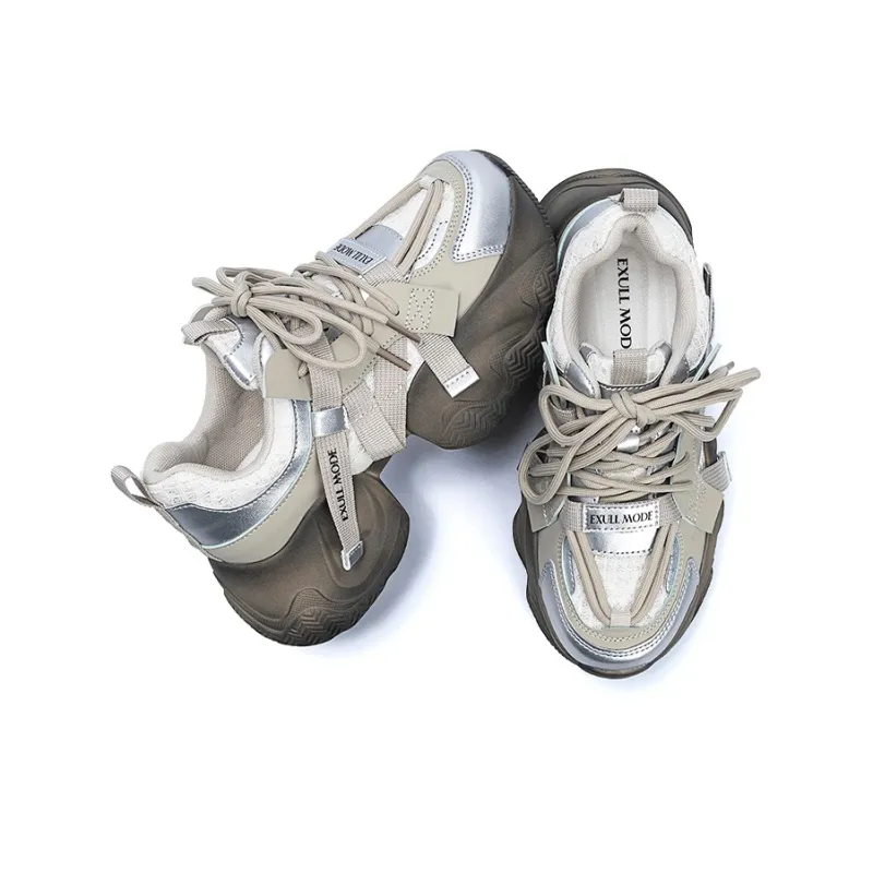 EXULL Q Low Top Chunky Sneakers Women's Greige-3