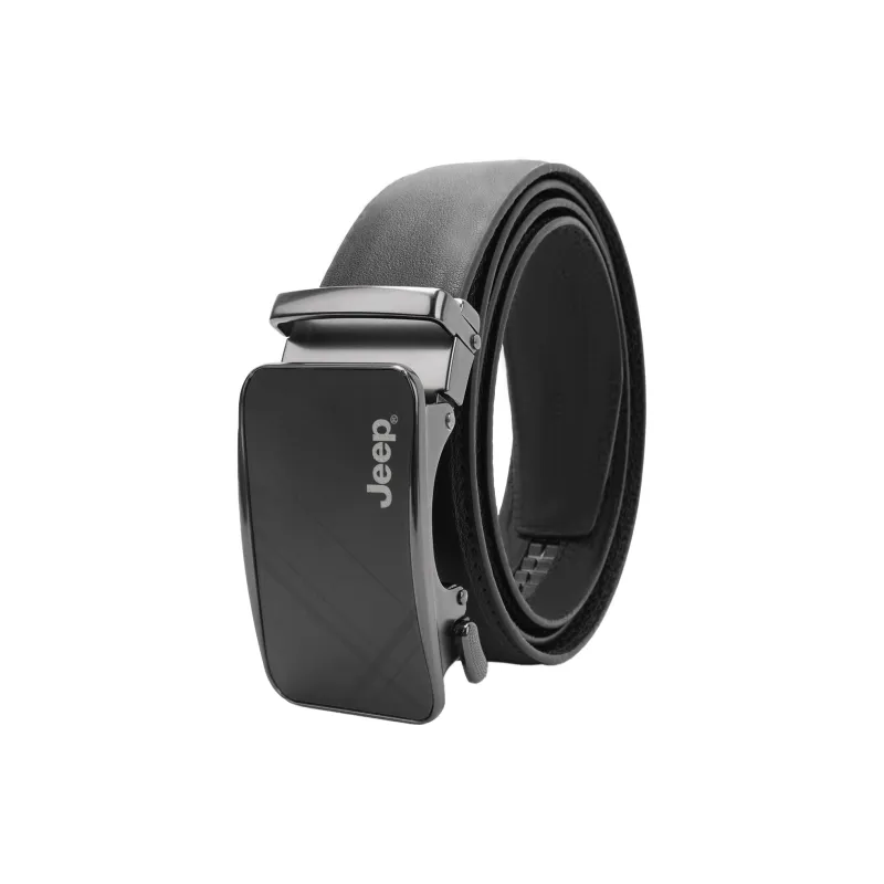 Jeep Cow Leather Belts Men's Black/Litchi Grain Black 3.5CM-1