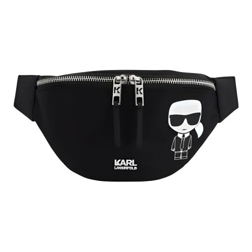 KARL LAGERFELD Polyamide With Calfskin Fanny Pack Unisex Black
