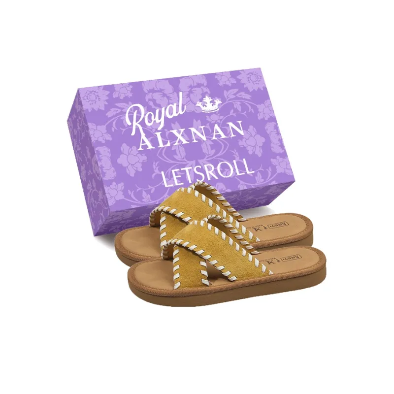 Alxnan Rubber Sole Slip Resistant Slide Slippers Women's Box-0