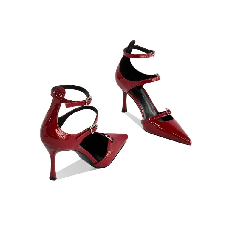 Lan Miao Slim Heel High Heels Women's Burgundy-2