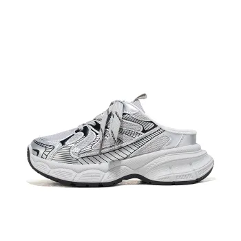 RENBEN Slip Resistant Abrasion Resistant Closed Toe Slippers Women's Silver Black