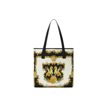VERSACE La Medusa Cotton Tote Bag, Shopping Bag, Shoulder Bag Men's White & Multicolor