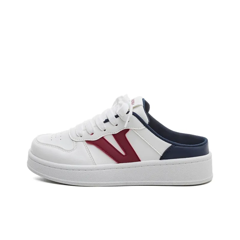 HUANQIU Rubber Sole Abrasion Resistant Slip Resistant Closed Toe Slippers Women's White Blue Red-0