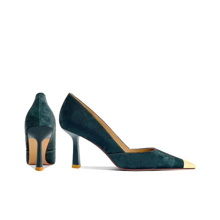 Lan Miao Slim Heel High Heels Women's Green-2