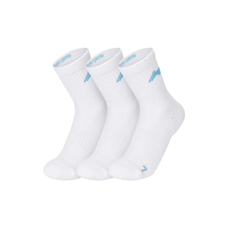LiNing Mid Calf Socks Unisex Multi double Loading White Blue-0