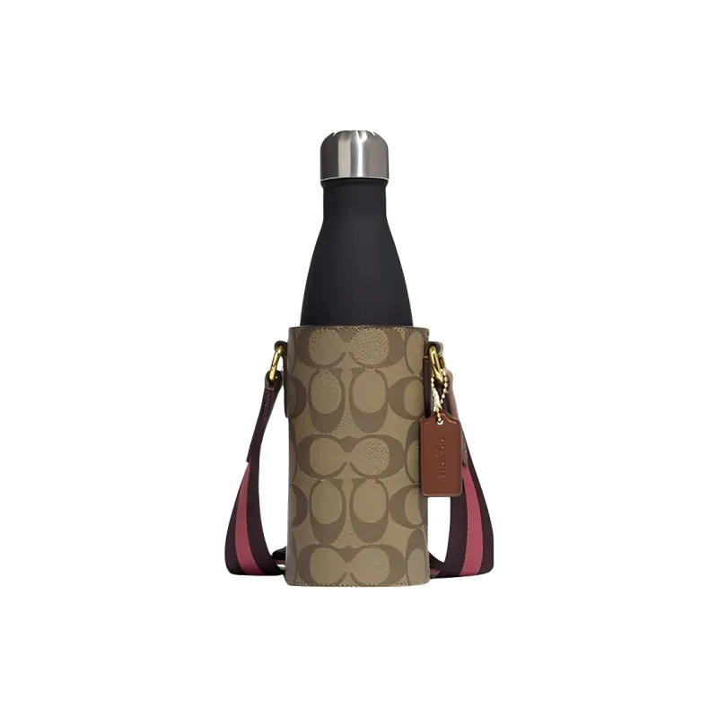 COACH Canvas With Calfskin Water Bottle Bag, Shoulder Bag, Crossbody Bag Mini Women's Brown-0
