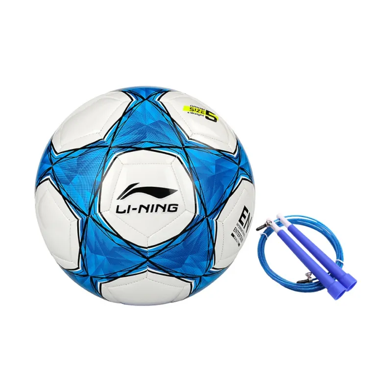 LiNing Size 5 Soccer TPU Machine Stitched Soccer Ball Unisex White, Blue-12
