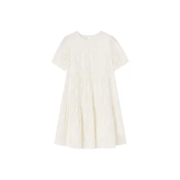 XIANGYING Short Sleeved Dress Women's Ecru