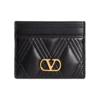Valentino Calfskin Card Holder Women's Black