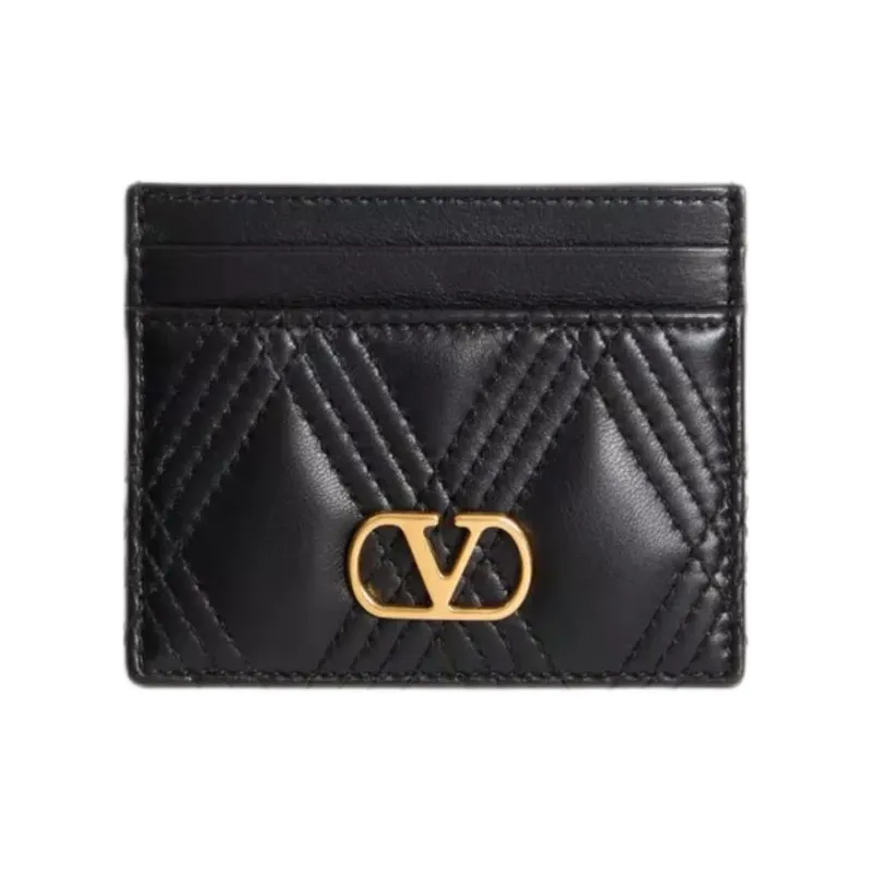 Valentino Calfskin Card Holder Women's Black-0