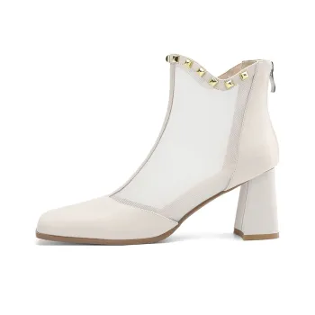 XICUNMINGWU Ankle Boots Women's Ecru