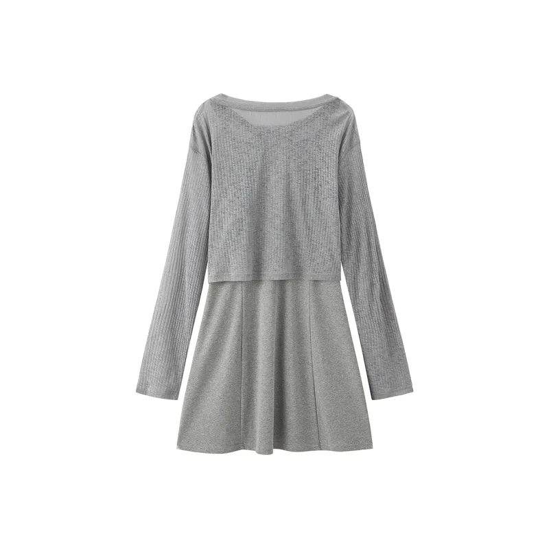 LEDIN Two Piece Skirt Sets Women's Silver Candle Gray-1