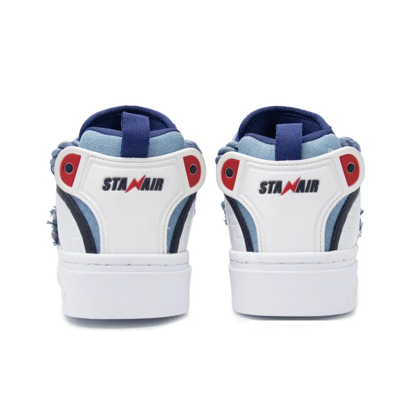 STANAIR Anti Slip And Wear Resistant Height Increasing Low Top Skateboard Shoes Unisex Denim Blue-3