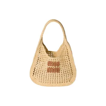 MIU MIU Viscose Hobo Bag Handbag Women's Beige