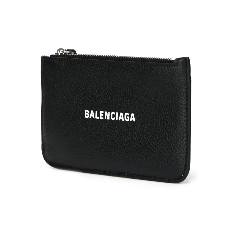 Balenciaga Cash Grain Cow Leather Card Holder Tubas Women's Black-1