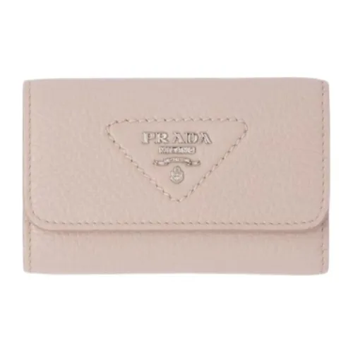 PRADA Leather Key Pouch Women's Water Lily Color