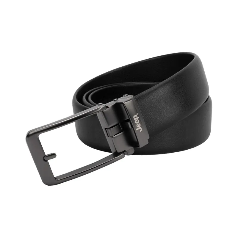 Jeep Cow Leather Belts Men's Black/Litchi Grain Black Width  3.5cm-3