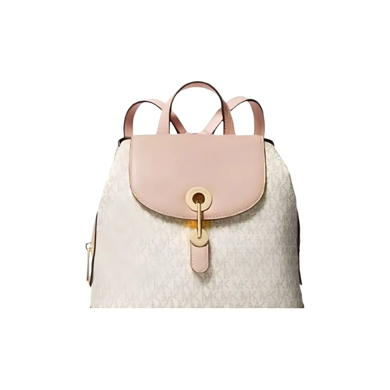 MICHAEL KORS Raven With Cow Leather Backpack Medium Size Women's Vanilla White With Soft Pink Accents-2