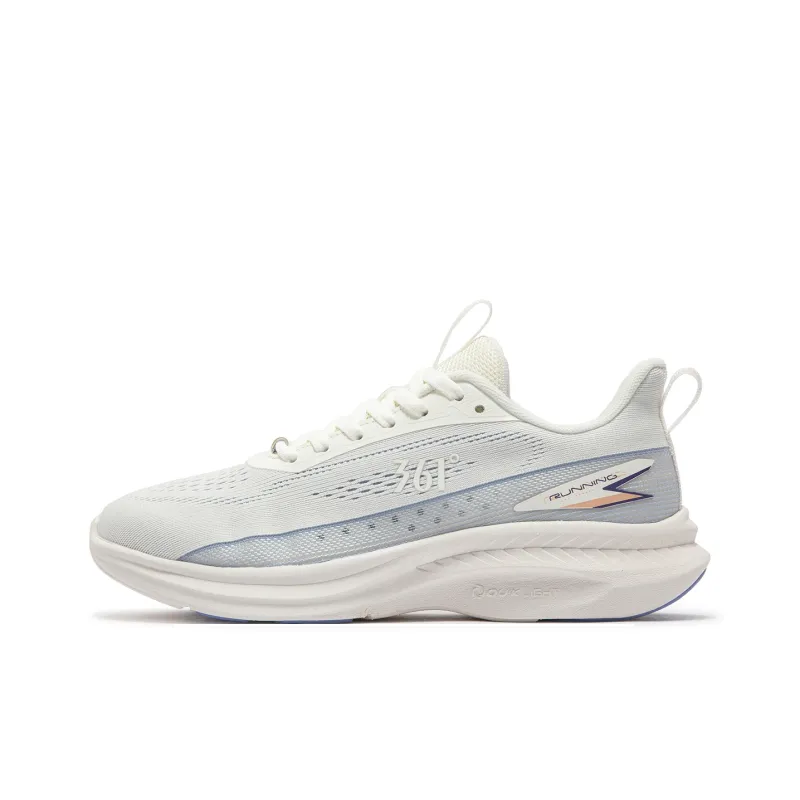 361° Cushioning Abrasion Resistant Breathable Low Top Running Shoes Women's White Gray-0